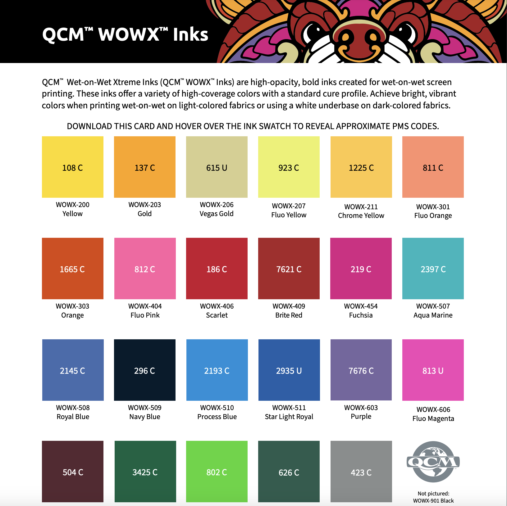 QCM WOWX color card screenshot